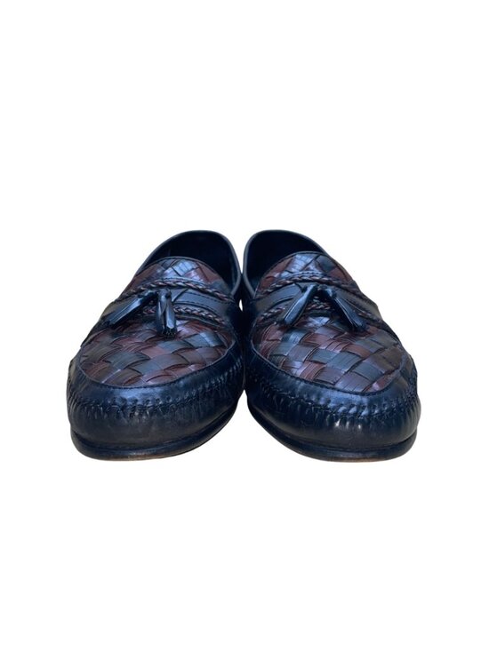 Giorgio Brutini Men’s Black & Brown Leather Woven Tassel Loafers Size 12D